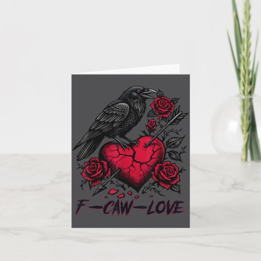Funny Black Bird F-caw-f Anti Valentines Day Singl Kaart (Voorkant)
