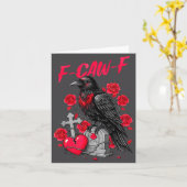 Funny Black Bird F-caw-f Anti Valentines Day Singl Kaart (Gele Bloem)