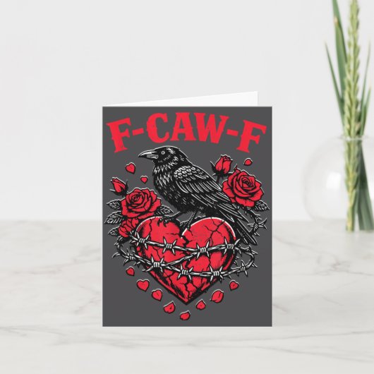 Funny Black Bird F-caw-f Anti Valentines Day Singl Kaart (Voorkant)