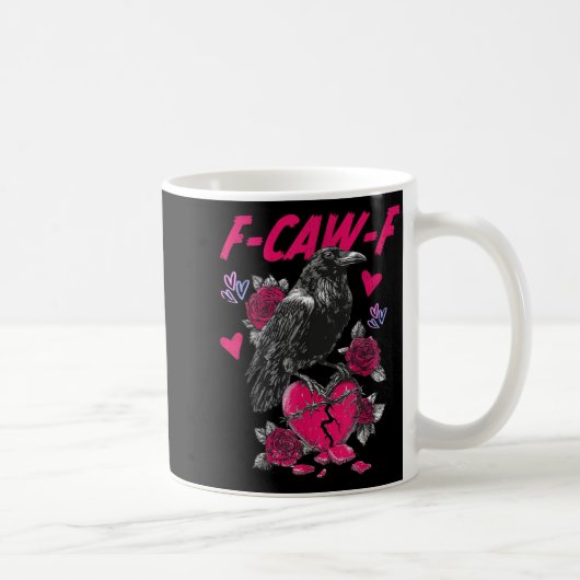 Funny Black Bird F-caw-f Anti Valentines Day Singl Koffiemok (Rechts)