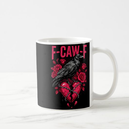 Funny Black Bird F-caw-f Anti Valentines Day Singl Koffiemok (Rechts)