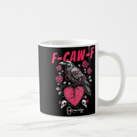 Funny Black Bird F-caw-f Anti Valentines Day Singl Koffiemok (Rechts)