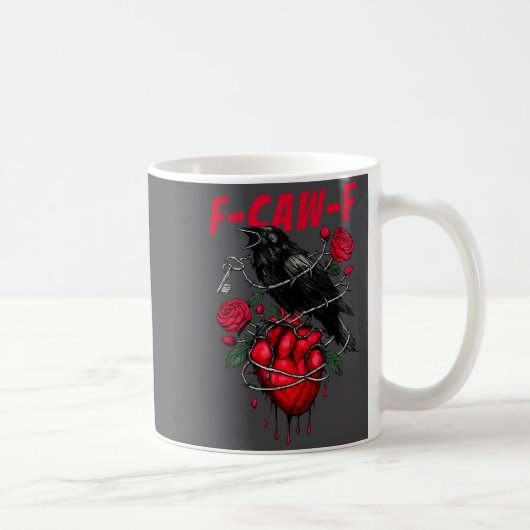 Funny Black Bird F-caw-f Anti Valentines Day Singl Koffiemok (Rechts)