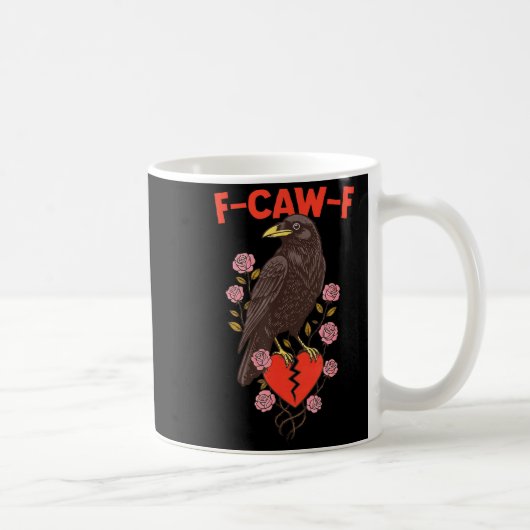 Funny Black Bird F-caw-f Anti Valentines Day Singl Koffiemok (Rechts)