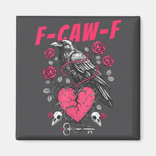 Funny Black Bird F-caw-f Anti Valentines Day Singl Magneet (Voorkant)