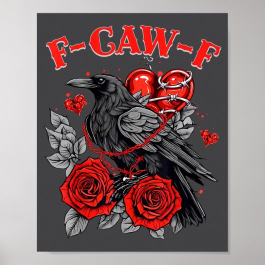 Funny Black Bird F-caw-f Anti Valentines Day Singl Poster (Voorkant)