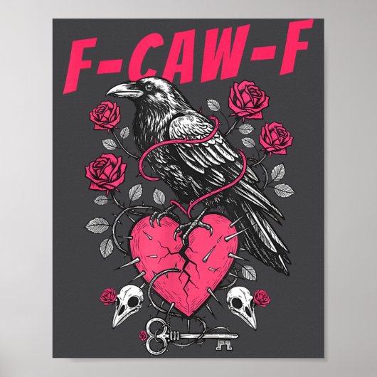 Funny Black Bird F-caw-f Anti Valentines Day Singl Poster (Voorkant)