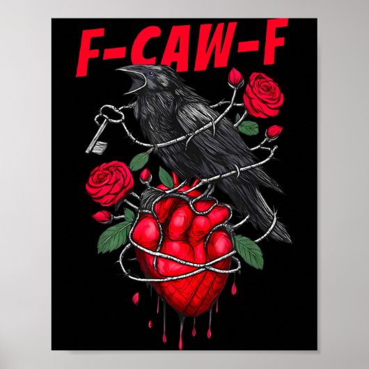 Funny Black Bird F-caw-f Anti Valentines Day Singl Poster (Voorkant)