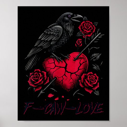 Funny Black Bird F-caw-f Anti Valentines Day Singl Poster (Voorkant)
