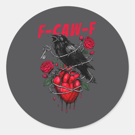 Funny Black Bird F-caw-f Anti Valentines Day Singl Ronde Sticker (Voorkant)