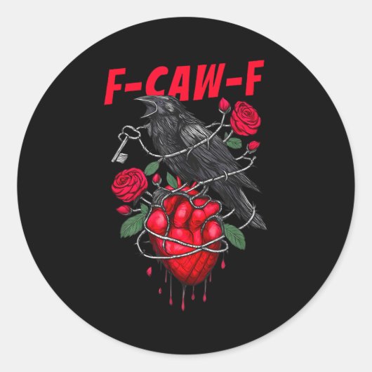 Funny Black Bird F-caw-f Anti Valentines Day Singl Ronde Sticker (Voorkant)