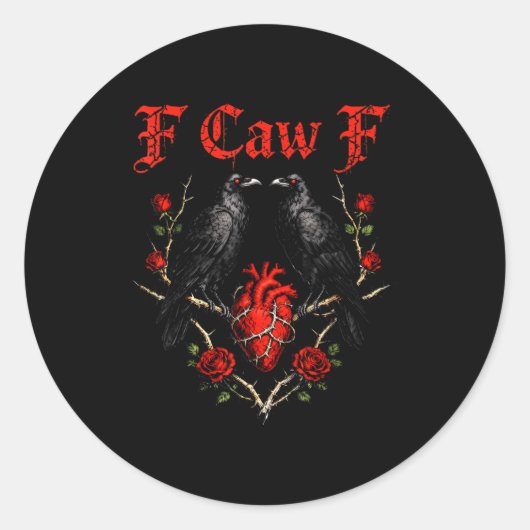 Funny Black Bird F-caw-f Anti Valentines Day Singl Ronde Sticker (Voorkant)