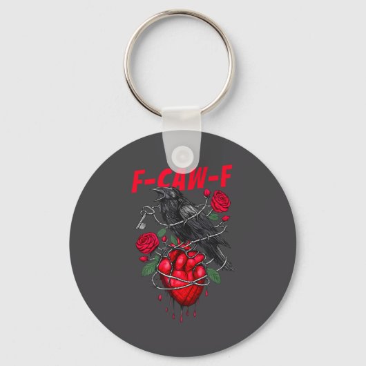 Funny Black Bird F-caw-f Anti Valentines Day Singl Sleutelhanger (Voorkant)