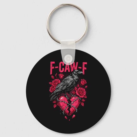 Funny Black Bird F-caw-f Anti Valentines Day Singl Sleutelhanger (Voorkant)
