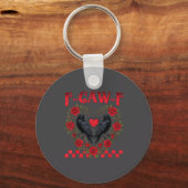 Funny Black Bird F-caw-f Anti Valentines Day Singl Sleutelhanger (Voorkant)