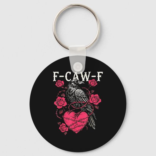 Funny Black Bird F-caw-f Anti Valentines Day Singl Sleutelhanger (Voorkant)