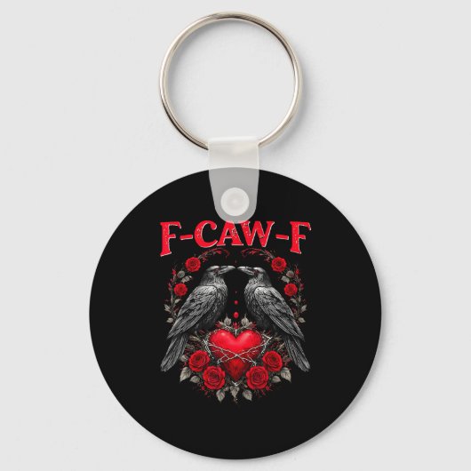 Funny Black Bird F-caw-f Anti Valentines Day Singl Sleutelhanger (Voorkant)