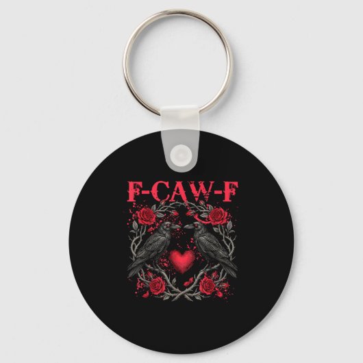 Funny Black Bird F-caw-f Anti Valentines Day Singl Sleutelhanger (Voorkant)
