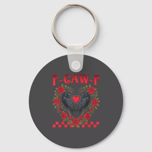Funny Black Bird F-caw-f Anti Valentines Day Singl Sleutelhanger (Voorkant)
