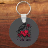 Funny Black Bird F-caw-f Anti Valentines Day Singl Sleutelhanger (Voorkant)