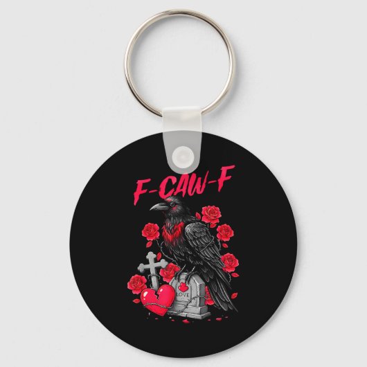 Funny Black Bird F-caw-f Anti Valentines Day Singl Sleutelhanger (Voorkant)