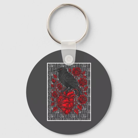 Funny Black Bird F-caw-f Anti Valentines Day Singl Sleutelhanger (Voorkant)