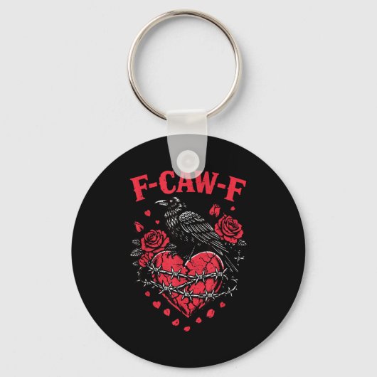 Funny Black Bird F-caw-f Anti Valentines Day Singl Sleutelhanger (Voorkant)
