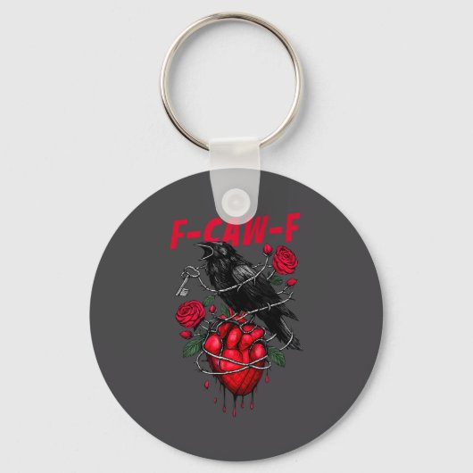 Funny Black Bird F-caw-f Anti Valentines Day Singl Sleutelhanger (Voorkant)