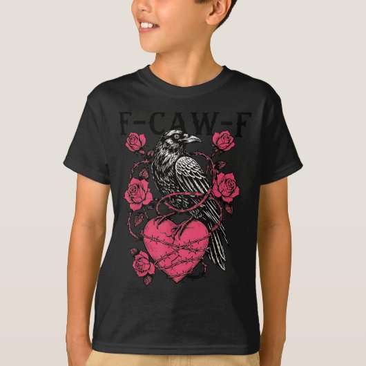 Funny Black Bird F-caw-f Anti Valentines Day Singl T-shirt (Voorkant)