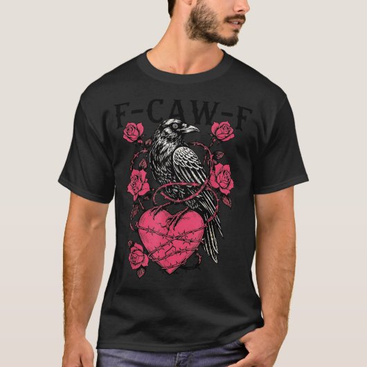 Funny Black Bird F-caw-f Anti Valentines Day Singl T-shirt (Voorkant)
