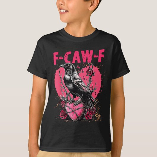 Funny Black Bird F-caw-f Anti Valentines Day Singl T-shirt (Voorkant)