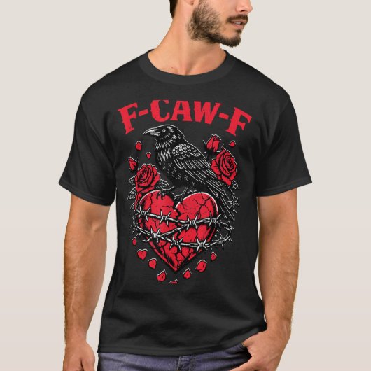 Funny Black Bird F-caw-f Anti Valentines Day Singl T-shirt (Voorkant)