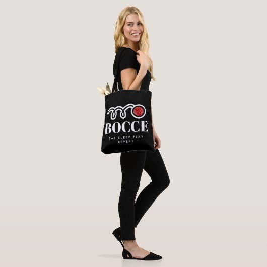 Funny black bocci ball canvas tas voor bocce lover (Op model)