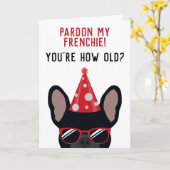 Funny Black Bulldog Birthday Kaart (Gele Bloem)