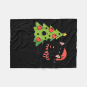 Funny Black Ca Pushing Christmas Tree Over Cat Wha Fleece Deken (Voorkant (Horizontaal))