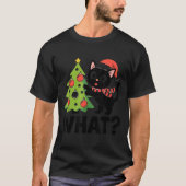 Funny Black Ca Pushing Christmas Tree Over Cat Wha T-shirt (Voorkant)
