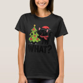 Funny Black Ca Pushing Christmas Tree Over Cat Wha T-shirt (Voorkant)