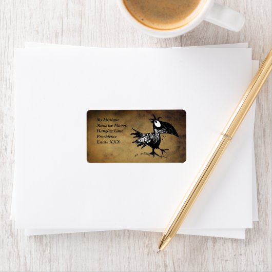 Funny Black Cartoon Crow Etiket (Insitu)