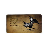 Funny Black Cartoon Crow Etiket (Voorkant)