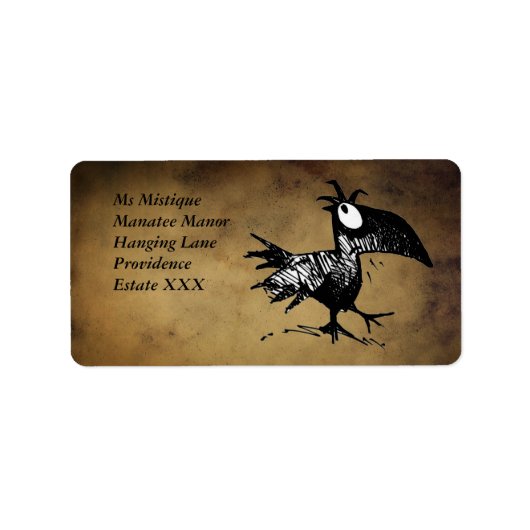 Funny Black Cartoon Crow Etiket (Voorkant)