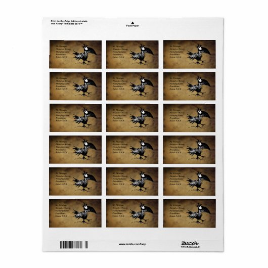 Funny Black Cartoon Crow Etiket (Full Sheet)