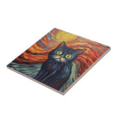 Funny black cat afbeelding van Edvard Munch geïnsp Tegeltje (Zijkant)
