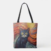 Funny black cat afbeelding van Edvard Munch geïnsp Tote Bag (Achterkant)
