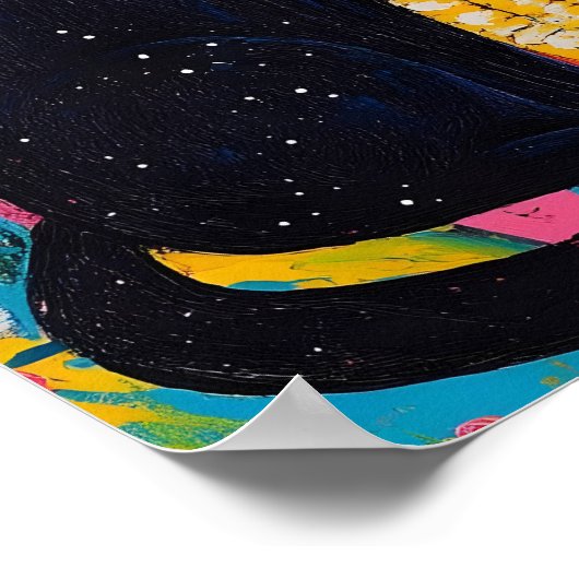 Funny Black Cat and Flower Vase  Poster (Hoek)