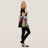Funny Black Cat and Flower Vase Tote Bag (Op model)