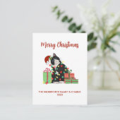 Funny Black Cat and Kerstmis Feestdagenkaart (Staand voorkant)