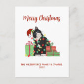 Funny Black Cat and Kerstmis Feestdagenkaart (Voorkant)