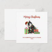 Funny Black Cat and Lights Kerstmis Feestdagenkaart (Voorkant / Achterkant)