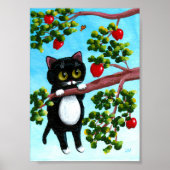 Funny Black Cat Apple Tree Creationarts Poster (Voorkant)