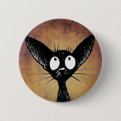 Funny black cat art button badge (Voorkant)
